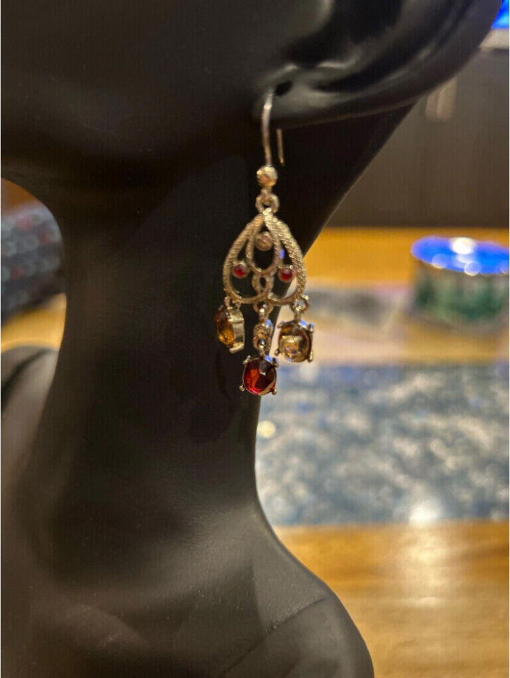 chandelier earrings with semi-precious stones-fashion